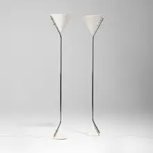 Modern, Torchieres, pair, c. 1980, enameled aluminum, chrome-plated steel