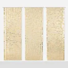 Paco Rabanne, Space Curtains, set of three, c. 1975, plasticized brass, chrome-plated steel, plastic