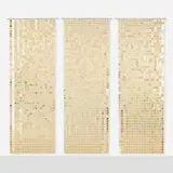 Paco Rabanne, Space Curtains, set of three, c. 1975, plasticized brass, chrome-plated steel, plastic