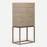 Armani & Casa, Rêverie cabinet, 2006, inlaid marble, patinated brass, laminate, lacquered wood, fabric over wood