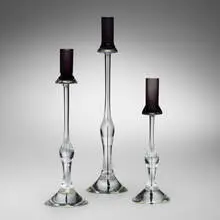 Cenedese, Candlesticks, set of three, c. 1985, internally decorated glass