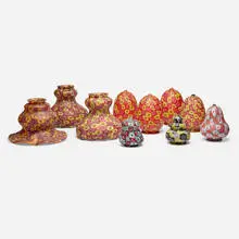 Fratelli Toso, Collection of ten millefiori shades, c. 1910, hand-blown glass murrine