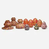 Fratelli Toso, Collection of ten millefiori shades, c. 1910, hand-blown glass murrine