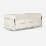 LC2 sofa by Pierre Jeanneret and Le Corbusier Charlotte Perriand, leather upholstery, chrome-plated steel, sold Sep 2025