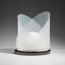 Table lamp, model LT 300 by Carlo Nason, c. 1975, glass, enameled steel and brass, sold Sep 2025