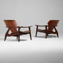 Sergio Rodrigues, Diz lounge chairs, pair, 2002 / 2014, imbuia
