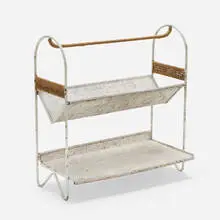 Mathieu Matégot, Bookstand, c. 1955, enameled and perforated steel, rattan, cane