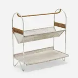 Mathieu Matégot, Bookstand, c. 1955, enameled and perforated steel, rattan, cane