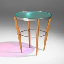 James Carpenter, Luminous Round table, 1992, cherry, stainless steel, glass, dichroic glass