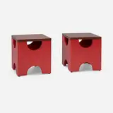 Ettore Sottsass, Dado occasional tables model T29, pair, 1963, lacquered wood, rosewood
