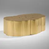 Erwan Boulloud, Rosanna coffee table, 2017, brass, Hawk's Eye rock crystal inlay