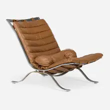 Arne Norell, Ari lounge chair, 1966, leather upholstery, chrome-plated steel