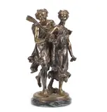 Étienne Henri Dumaige, silvered bronze figural group of Flora and Zephyr, silvered bronze