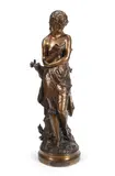Hippolyte Moreau, bronze figure of 'La Lecture'