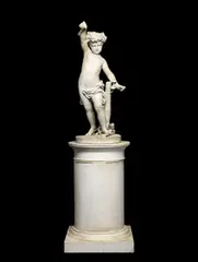 Antonio Rossetti, carved white marble figure of Cupid holding a torch, marble