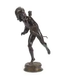Henri Honoré Plé, 'Au Voleur', a patinated bronze figure of a young wingless Cupid, patinated bronze