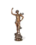 Adrien Étienne Gaudez, patinated bronze figure of 'L'amour comme le maître du monde'