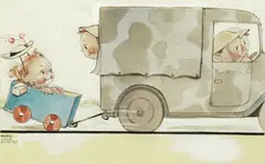 'Petrol rations - nuffing! I'll get along alright!' by Mabel Lucie Attwell, watercolour heightened with white, sold Jul 2017