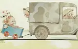 Mabel Lucie Attwell, 'Petrol rations - nuffing! I'll get along alright!', watercolour heightened with white