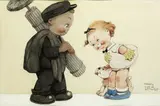Mabel Lucie Atwell, 'Wot I needs - is to win a nice little sweep!', watercolour heightened with white