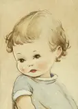 Mabel Lucie Atwell, A single tear, watercolour heightened with white