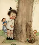 Mabel Lucie Atwell, Oh what a surprise!, watercolour