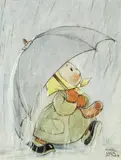 Mabel Lucie Atwell, I'm coming along - if I have to swim for it, watercolour and bodycolour