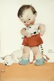'You don't need a wife if you've a safety pin!' by Mabel Lucie Atwell, watercolour with collage elements, sold Jul 2017