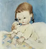 Mabel Lucie Atwell, Just tired I specs, watercolour heightened with white