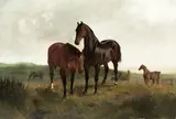 Two curious horses by English School 19th century, oil on canvas, offered Jul 2017