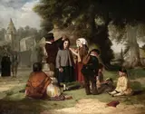 British School, 19th century, Getting ready, oil on canvas
