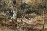 Woodland scene by Rws Myles Birket Foster, watercolour, sold Jul 2017