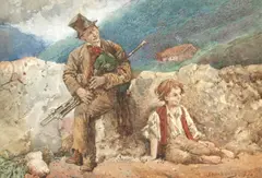 James Mahony, The Irish piper, watercolour