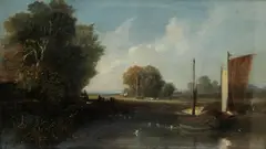 Alfred Stannard, A river landscape, oil on canvas