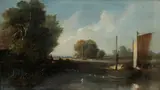 Alfred Stannard, A river landscape, oil on canvas