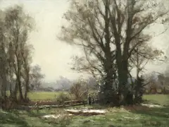 Autumnal sunset by John Noble Barlow, oil on canvas, offered Jul 2017
