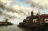 Jan van Couver, Dutch canal scene, oil on canvas
