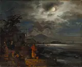 Oswald Achenbach, Italienische Küste bei Nacht