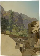 Carl Wagner, Amalfi, 1823, Öl über Bleistift auf Bütten