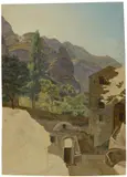 Carl Wagner, Amalfi, 1823, Öl über Bleistift auf Bütten