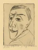 Max Beckmann, Bildnis des Schauspielers N.M. Zeretelli, Um 1924, Kaltnadel auf chamoisfarbenem Bütten