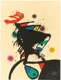 Le prince au chapeau de fer by Joan Miró, 1975, Farblithografie auf Velin, sold Nov 2018