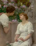 Alfred Seifert, Liebespaar in antiken Gewändern, Öl auf Holz