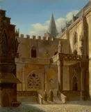 Ludwig Persius, Ideale gotische Architektur, 1835, Öl auf Holz