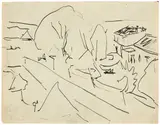Blick auf den Müggelsee by Ernst Ludwig Kirchner, Um 1910, Tuschfeder auf Papier (aus einem Skizzenbuch), sold Jun 2017