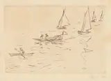 Emil Nolde, Alsterboote, 1908, Kaltnadel auf Papier