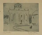 Ernst Ludwig Kirchner, Stadthaus in Potsdam“ („Palais“), 1909, Kaltnadel auf festem grauen Bütten