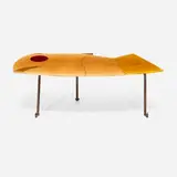 Billy Al Bengston, Canal Club Fish Table 2, 1998, maple, acrylic, wrought iron