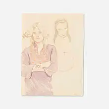 Ozzy by Elizabeth Peyton, 2002-06, soft-ground etching in colors with spit-bite and hand additions in colored pencil, offered Sep 2025