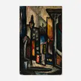 Karl Stanley Benjamin, City, 1951, oil on Masonite